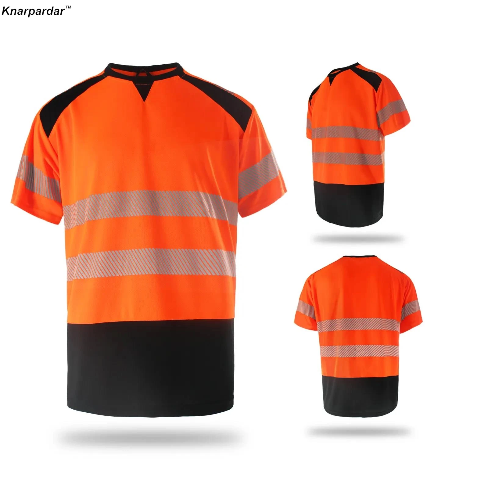 Short Sleeve Safety T Shirt Orange High Visibility Reflective Shirt With Pockets Hi vis work shirt men t shirts