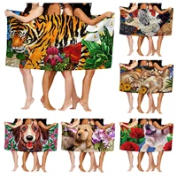 Home bath towels for the body towels bathroom quick drying microfiber beach towel Oil painting style man large sports towel 1