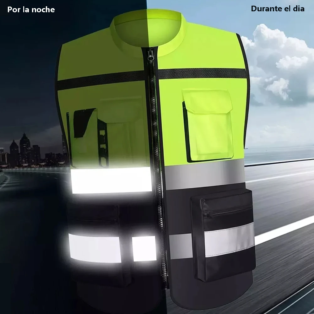Green Black Safety Vest High Visibility Reflective Safety Vest Xl With Pocket Fit For Construction Workers Cyclists Runners reflective safety vest