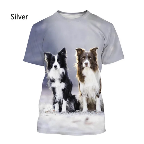 

Футболка с 3D-принтом границы колли, лето 2023, для мужчин и женщин, Повседневная футболка с милой собакой, модная футболка унисекс с круглым вырезом и короткими рукавами с животными