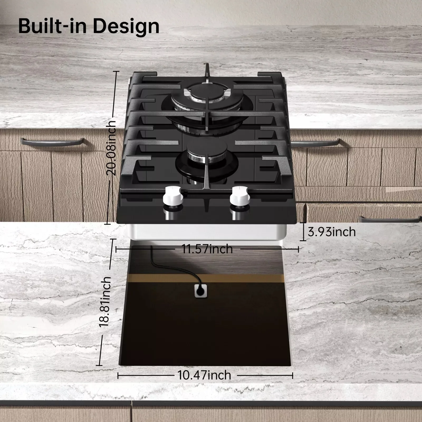 12 Inch Built-in with Thermocouple Protection, LPG/NG Dual Fuel Gas Cooktop 6