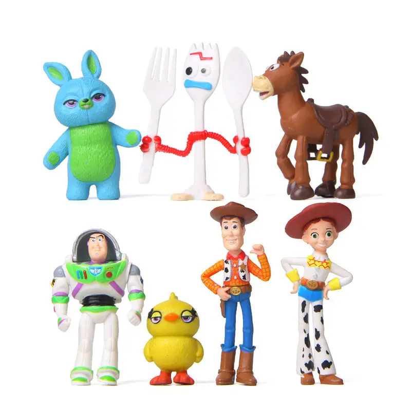 Hot 7pcs/Set Toy Story 4 Action Figures Toys Woody Jessie Buzz Lightyear Forky Pig Bear Figura Model Doll Figurine Kids Gifts - 6
