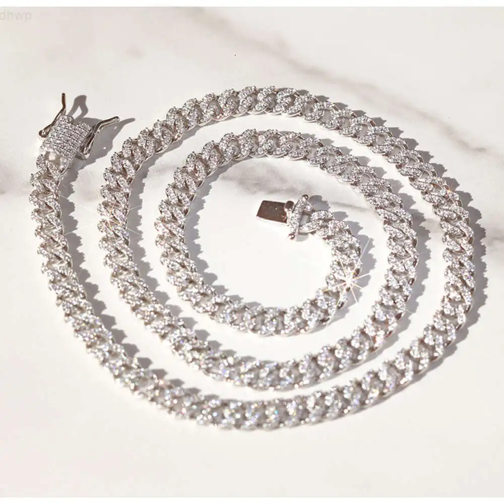 

Hot Sale Cuban Necklace Chain S925 Silver 6-10mm Single Row Iced Out Miami Cuban Chain Hip Hop Link with Gra Certificate Jewelry