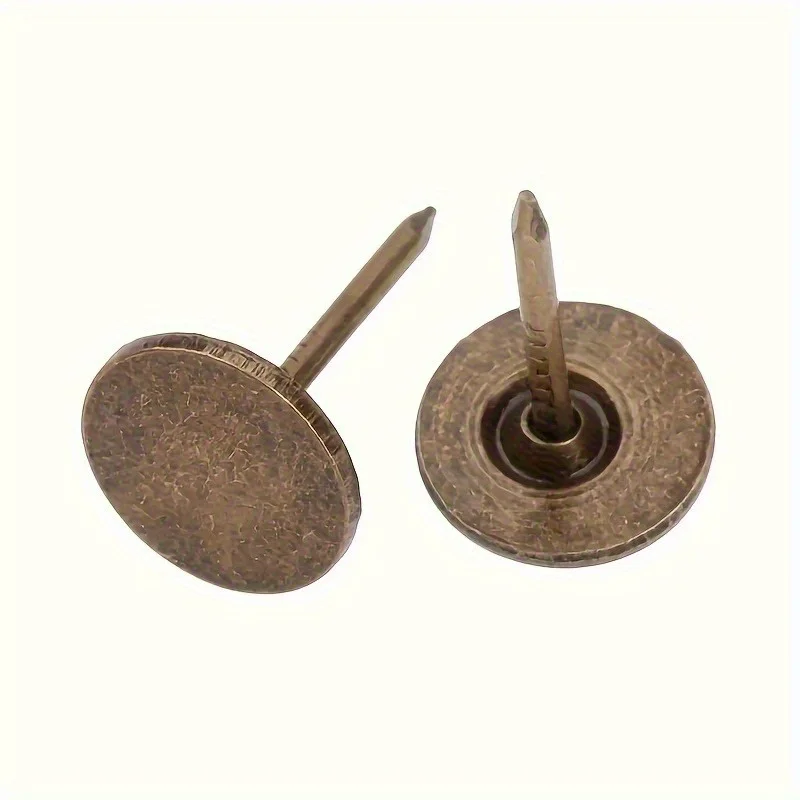 50pcs Bronze Flat Head Iron Nails, Smooth Finish Decorative Fasteners for Furniture, Sofas, Jewelry Boxes & Art Projects