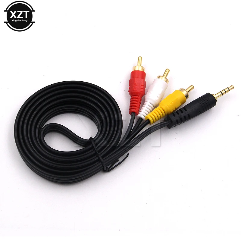 4 Poles Jack 3.5 mm Male To 3 RCA Male Audio Video AV Cable 1.5m 3RCA AV Cable For TV Box DVD CD Computer Sound Speaker Car