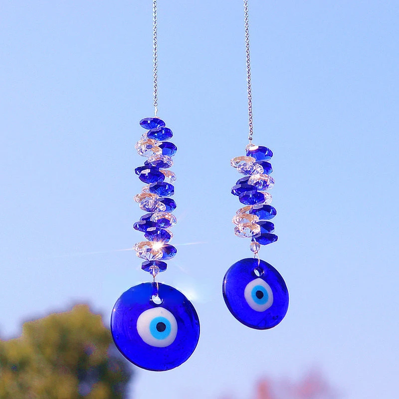 Šťastný modrá oko přívěsek mystic běs kyvadlo ochrana turecký amulet auto zeď závěsný dekorace broušené sklo sklo korálek řemeslo dar