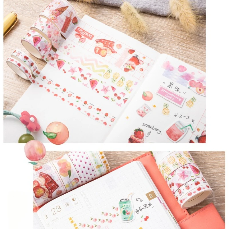 10 롤 플로우 미스트 와시 테이프 세트 스크랩북킹 저널링을위한 미적 일본 마스킹 테이프 DIY Craft Stationery