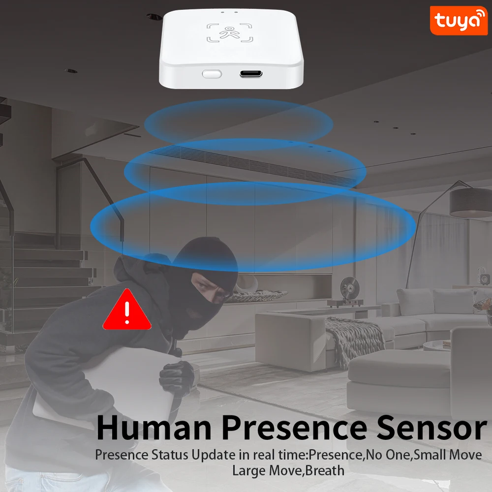 Tuya Zigbee Human Presence Detector Smart Human Body PIR Sensor Radar Detector Motion Sensors Support Home Assistant