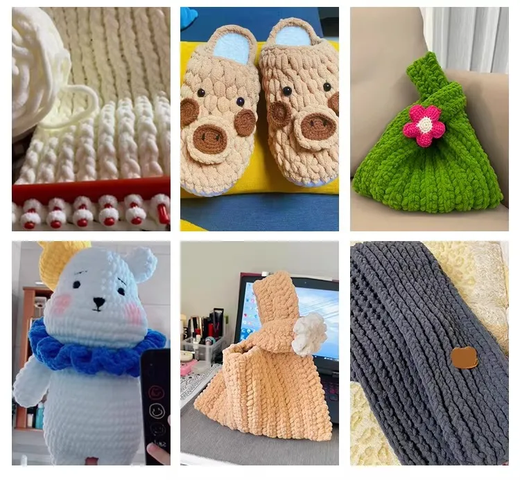 3 Stück 300g Chenille-Strickgarn, Weiches Eisstreifen-Baumwollgarn, DIY-Wollgarn für Handgestrickte Decken, Schals, Dickes Garn – Detail 7