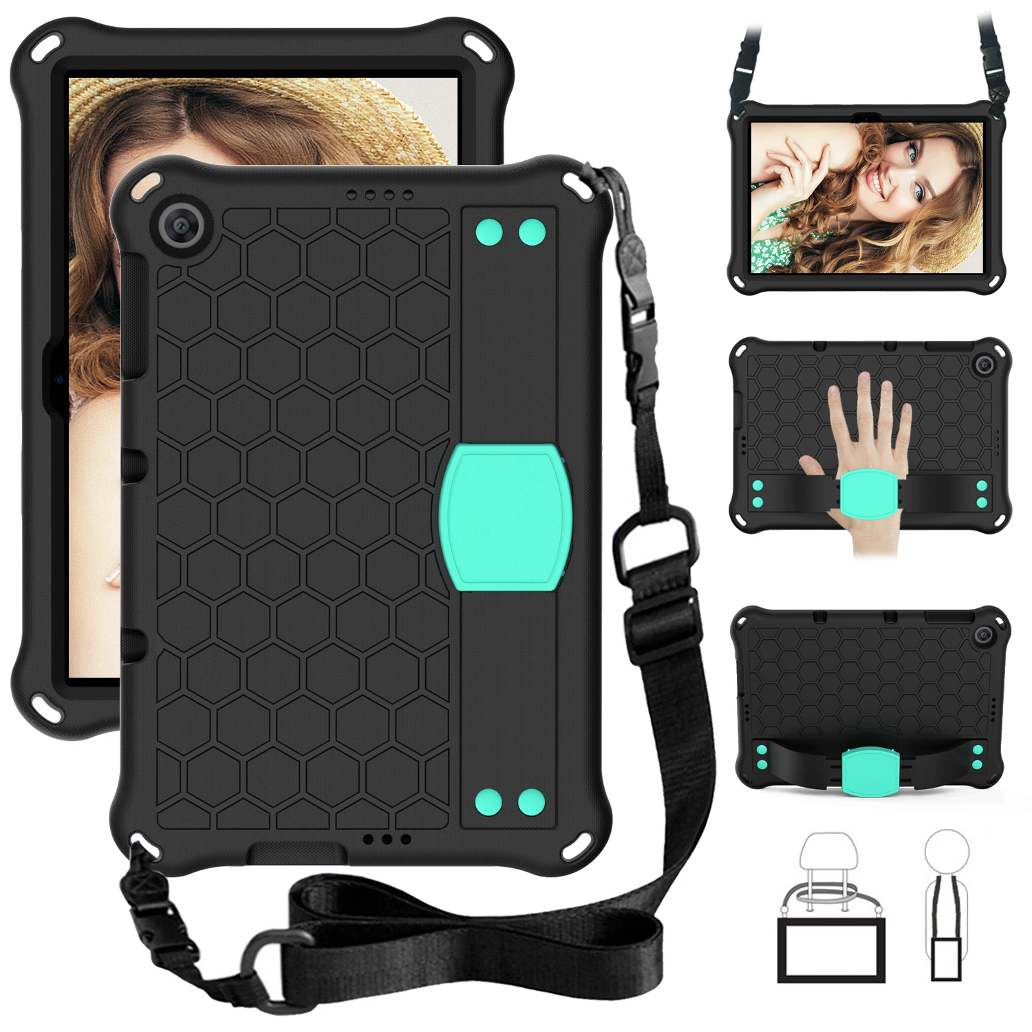 Durable Multifunction Tablet Armor Case with Kids Stand and Strap