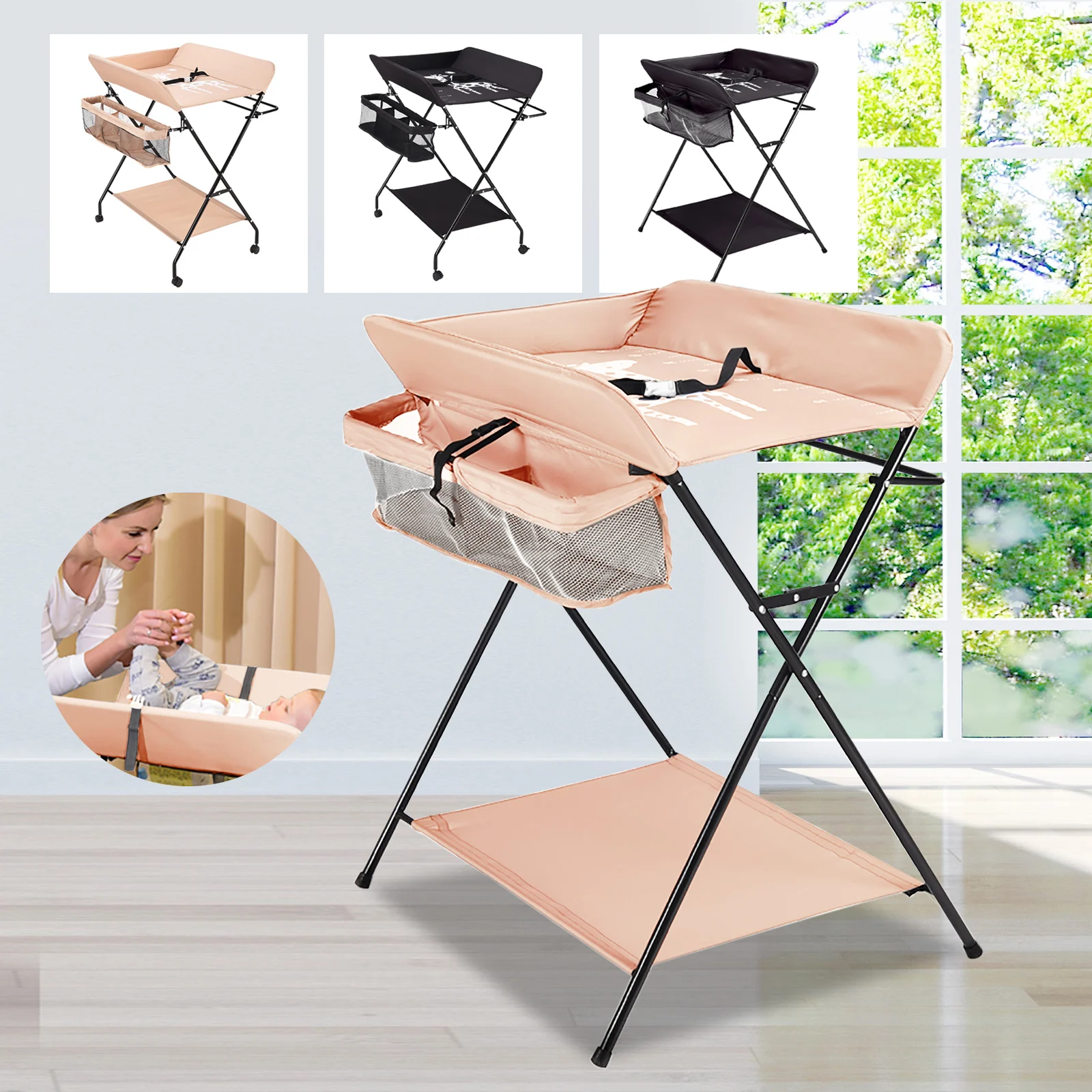 Fasciatoio Pieghevole Per Fasciatoio Per Neonati Organizzatore Per Vivaio Con Contenitore