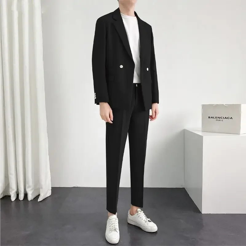 thumbnail image 1 of Trajes y blazers completos para hombre, tendencias de primavera y otoño, trajes, conjunto de 2 piezas, ropa informal masculina de alta calidad 2024, ropa elegante, 1 of 4