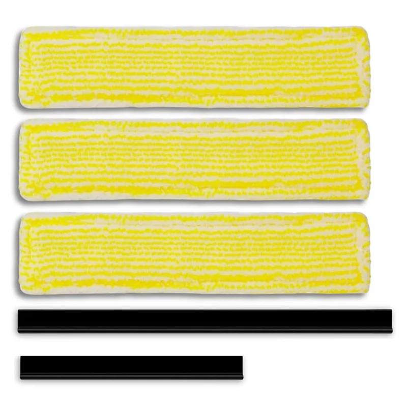 B89B-Replacement Parts For Karcher Window Vacuum, 3 Pieces Accessories Microfibre Mop Covers And 2 Pieces Rubber Lip Puller