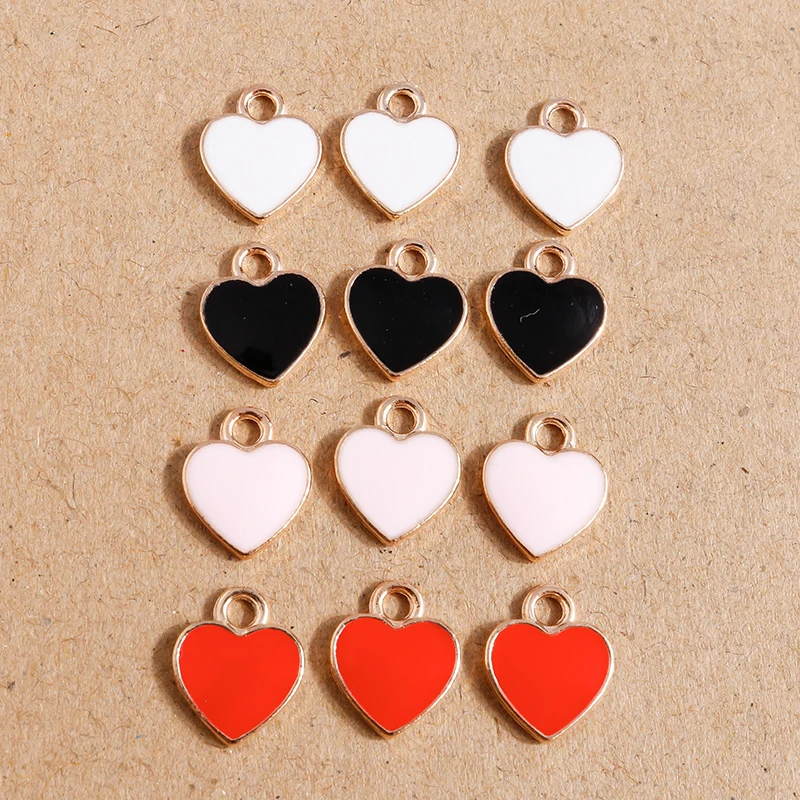 10pcs 7*16mm 5 Colors Enamel Heart Key Charms Pendant for Making DIY Necklaces Drop Earrings Keychain Jewelry Findings Accessory