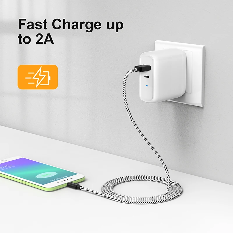 CableCreation 내구성 강화 짧은 USB A to Micro USB 나일론 편조 케이블 480Mbps 고속 데이터 동기화 및 고속 충전 기능 지원
