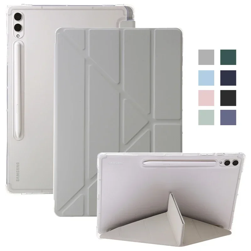 For Samsung Tab S9 Plus Case 12.4" Acrylic Clear Hard Back Stand Smart Cover For Galaxy Tab S9 FE Plus Case With Pen Holder