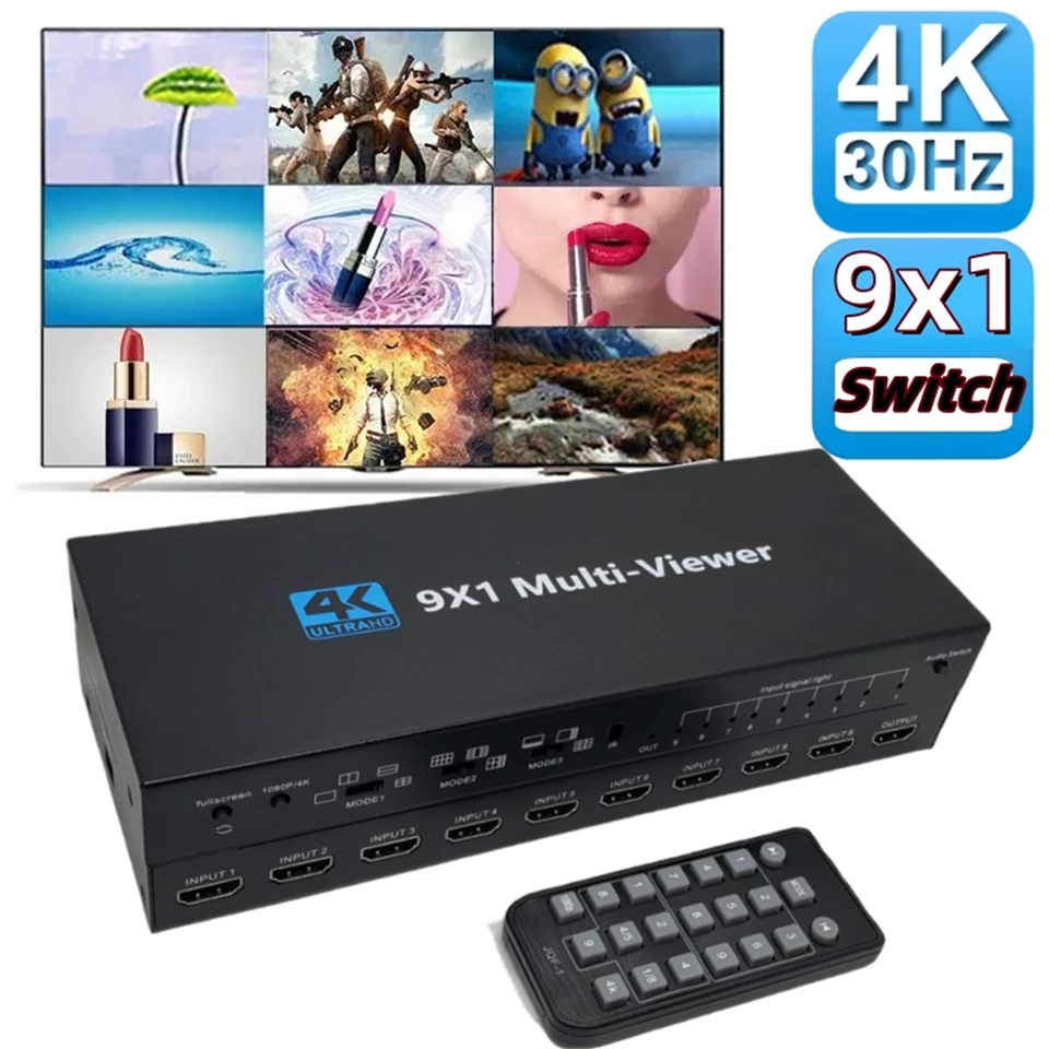 HDMI 4x1 Multi-viewer switcher 4K Seamless Quad Screen Real Time