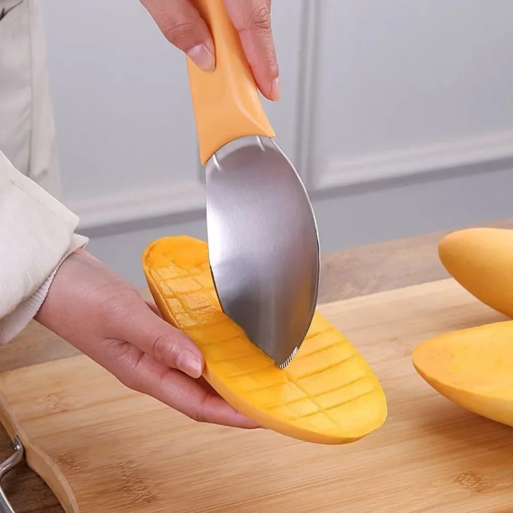 Mango Diced Scoop Multi-functional Fruit Divider Peeler Mango Cutting Artifact Watermelon Cutting Knife Avocado Dicing Tool