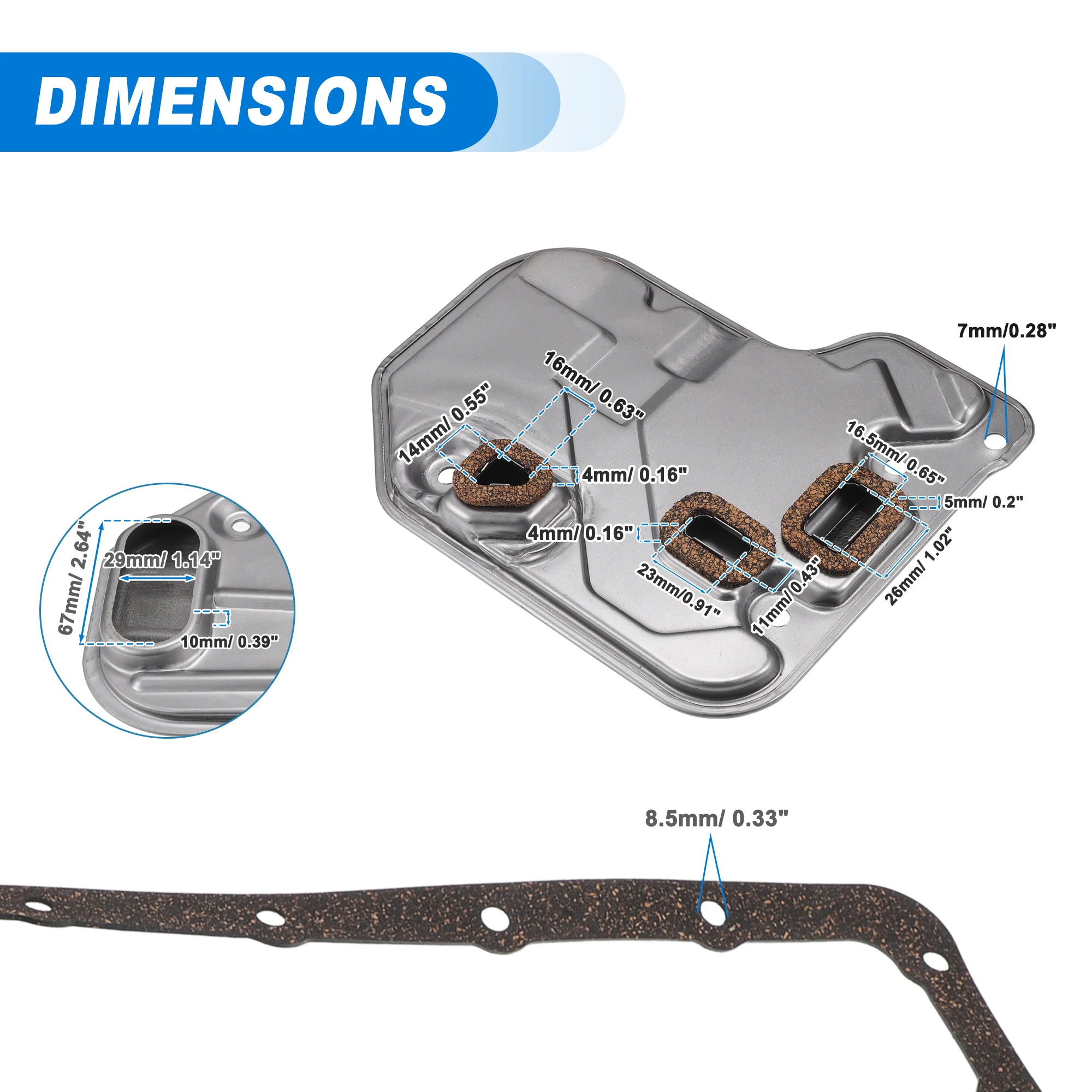 Automatic Transmission Filter CVT Oil Cooler Filter Oil Pan Gasket Kit Fit for Lexus LS430 2001-2003 No.3533030030 UXCELL