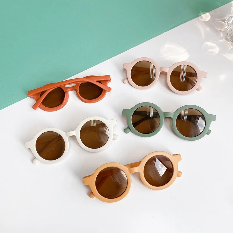 2021 Boy Girl Cute Cartoon Bear Shape Fashion Round Sunglasses Children Vintage Sunglasses UV Protection Classic Kids Eyewear