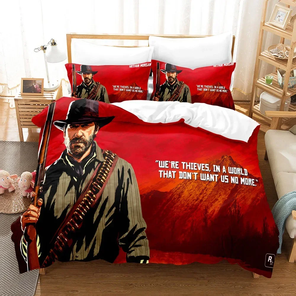 Game Bedding Set Red Dead Redemption 3d Print Bed Linen Quilt Duvet Cover Set Home Textile Queen King Size Kids Room Decor 3