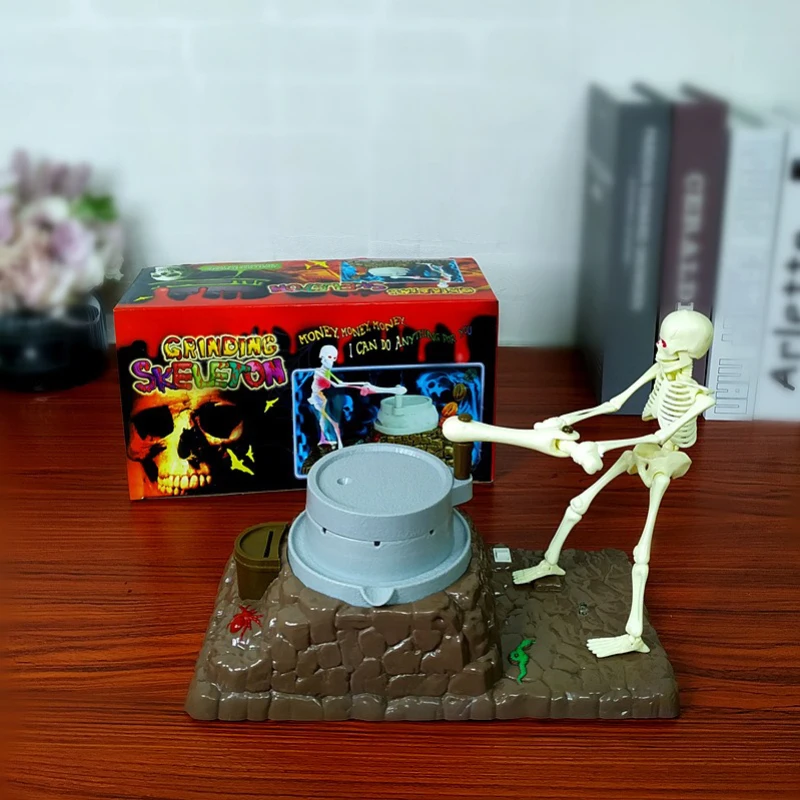 Skeleton Ghost Halloween Birthday Gift, Children's Music Light Skull Novelty Piggy Bank, Coin Cash Money Saving Box for Adults 5