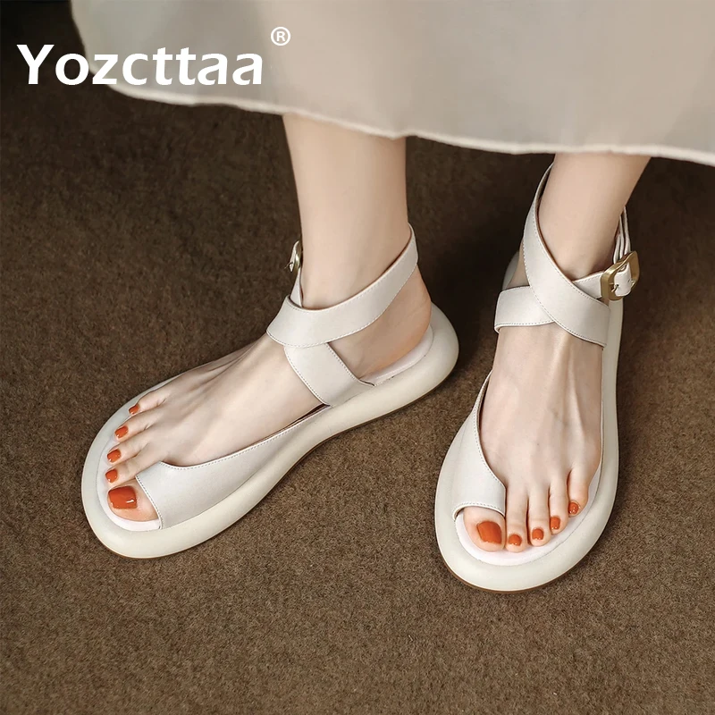 

Leehmzay Size 34-40 Real Leather Women Beach Sandals Gladiator Wedges Low Heels Summer 2024 Ins Casual Daily Flip Flops Shoes