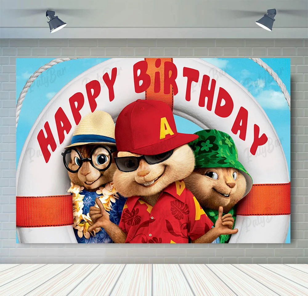 Alvin and Chipmunks Simon Theodore Backdrop for Kids Birthday Photo  Background Polyester Vinyl Decorate Studio Props - AliExpress, image size:1000x960