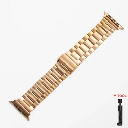 Sleek Stainless Steel Watch Band - 42 44 45 46 49mm (Rose Gold - Tool)