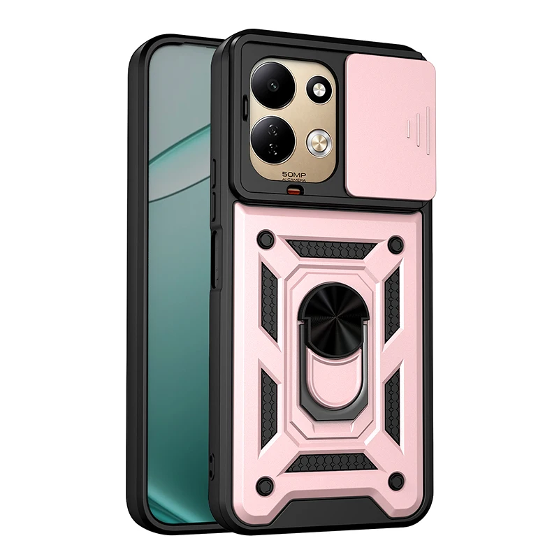 Armor Slide Camera Ring Kickstand Protective Phone Case Cover