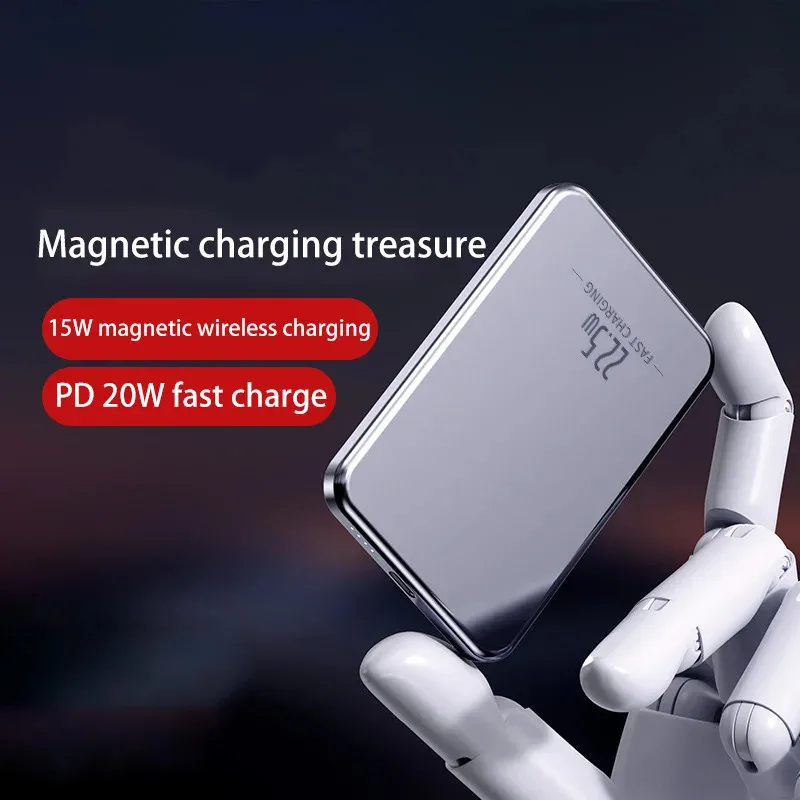Ultra-Thin Metal Macsafe Powerbank 22.5W Fast Charging External Battery For iphone Portable Charger Magnetic Power Bank