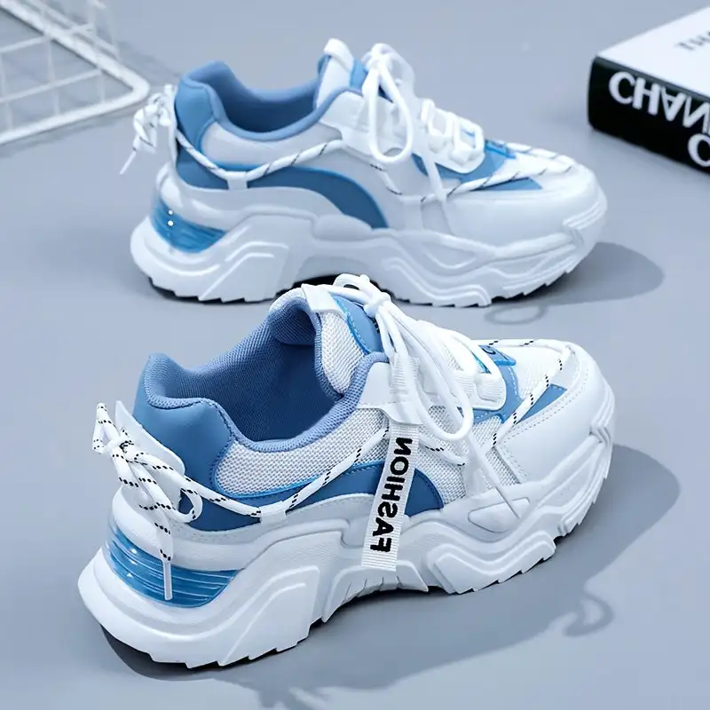 

Women's Chunky Sneakers, Mesh Breathable Lace Up Round Toe Comfortable Casual Shoes