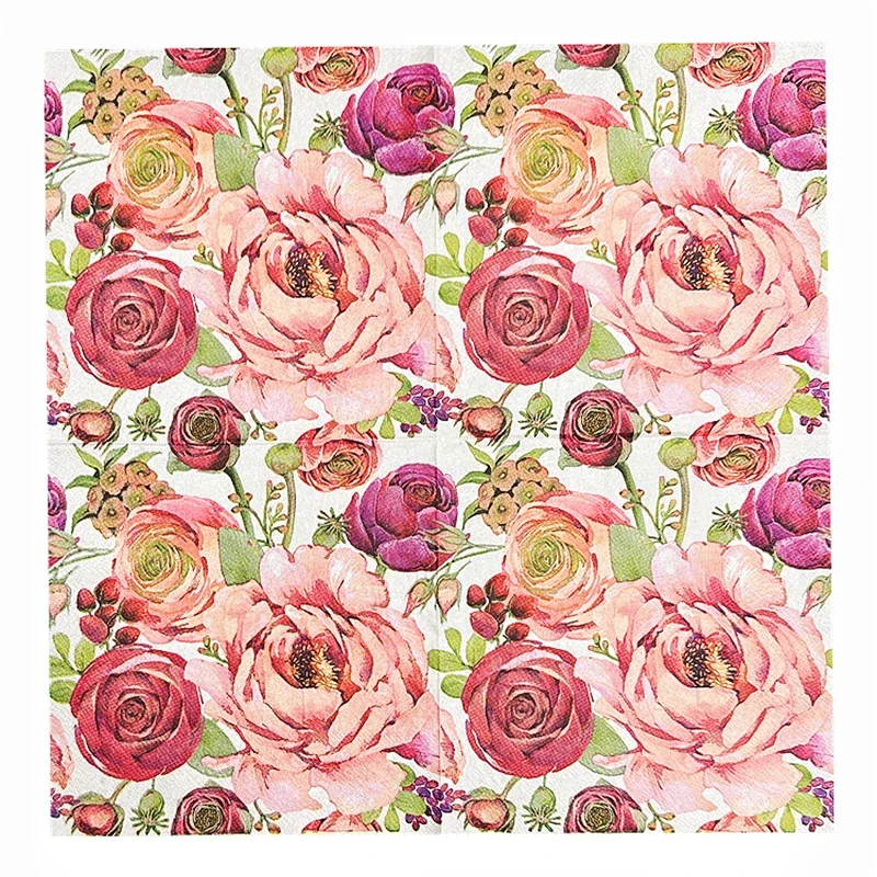 Western Restaurant Upscale Colourful Printing Paper Napkin Rose Napkin Household Table Mouth Cloth 33cm Facial Tissue Paper 20pc paper napkins