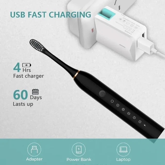 Sonic Electric Toothbrush IPX7 Waterproof Oral Care Whitening Tooth Brush Rechargeable Automatic Adult Powerful Smart Toothbrush 3
