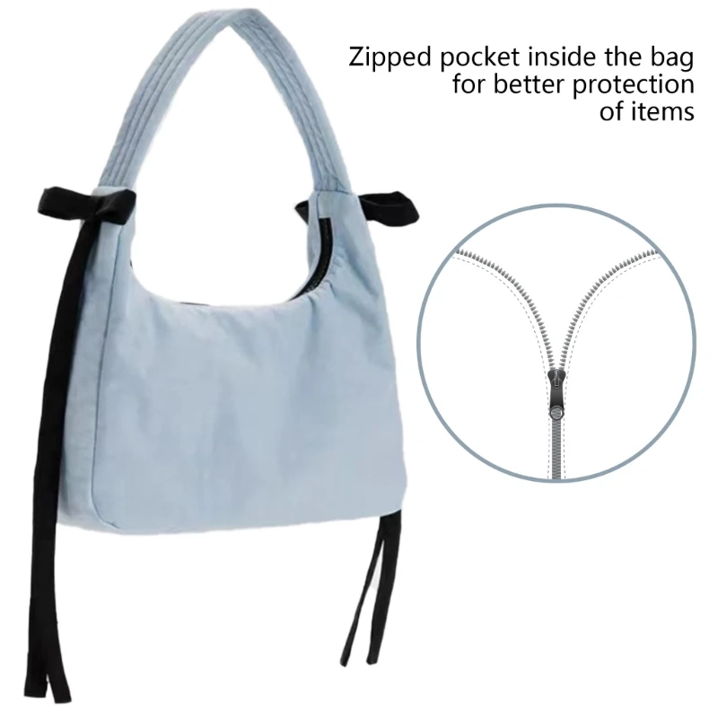 Korean Handbag with Zipper Casual Nylon Bag Shopping Bag for Women Girls