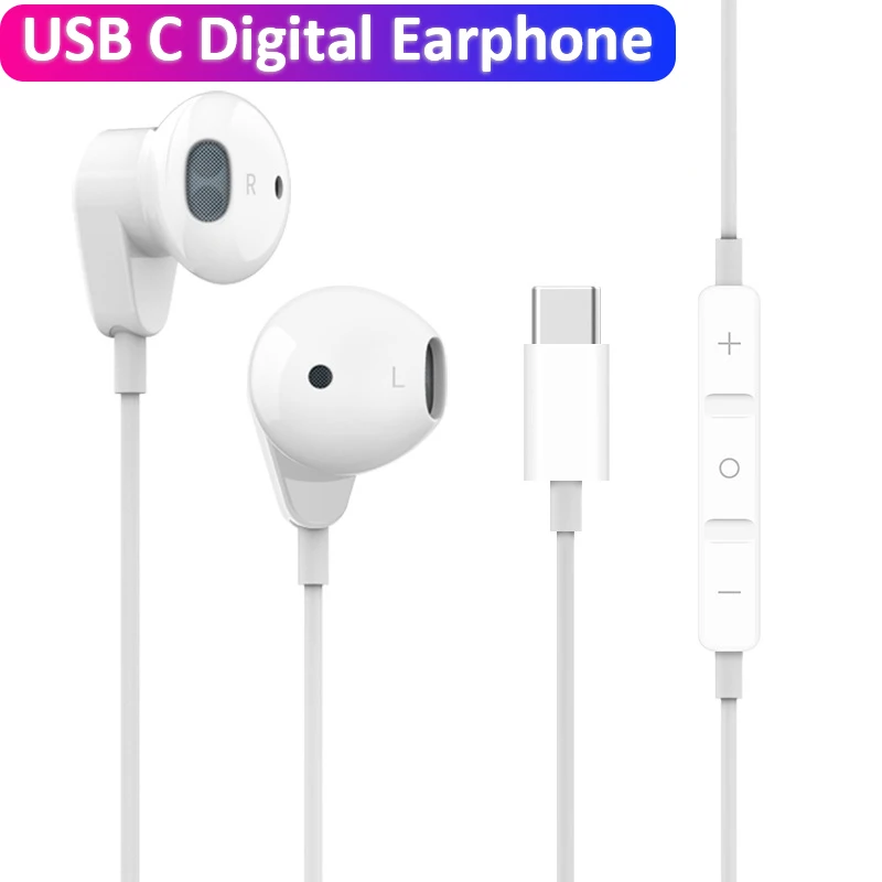 

Wired Earbuds USB Type C Earphone DAC Audio Converter 32bit 384khz with Microphone for Xiaomi Redmi Huawei Pixel Samsung