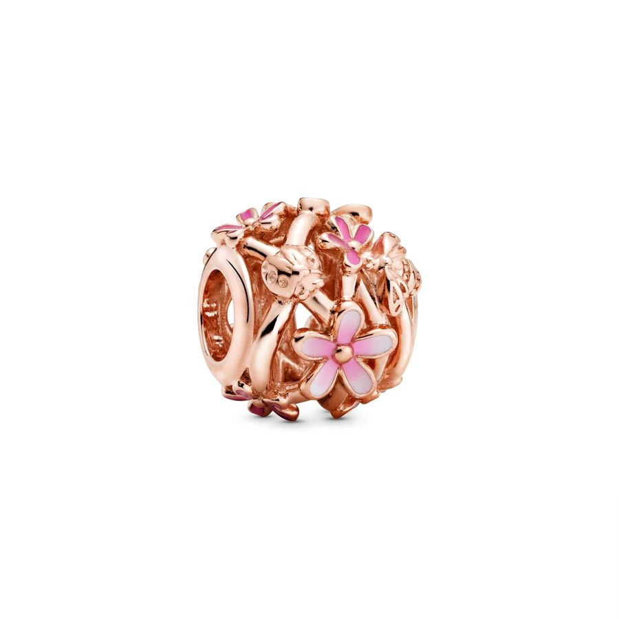 Openwork Pink Purple Golden Blue Daisy Flower Charm Bead Fit Original European Silver 925 Bracelet Necklace DIY Women  Jewelry 4