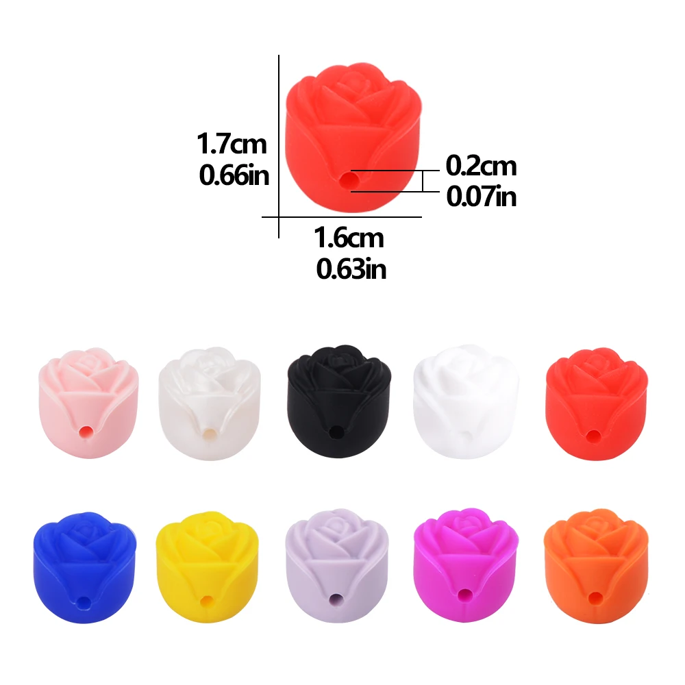 LOFCA BPA 프리 다색 장미 비즈,  젖니 비즈, DIY 액세서리, 젖꼭지 체인 쥬얼리 액세서리, 10-30