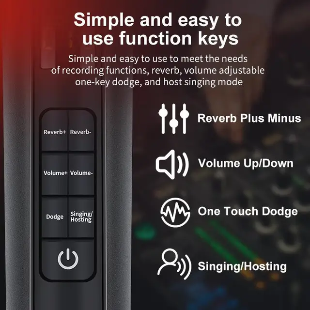 Mobile karaoke singing microphone H20 with sound card for live streaming, entertainment karaoke, supports sound return headphone