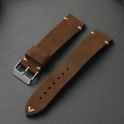 Vintage Men's Handmade Soft Leather Watchband - Ultra - Thin Crazy Horse Design - 22mm (C color)