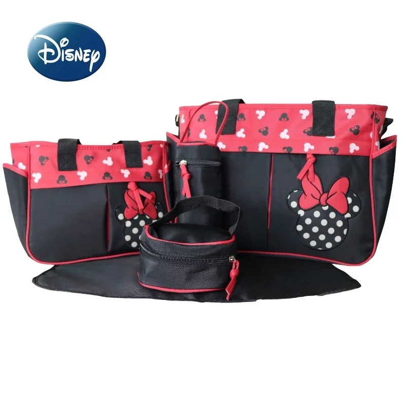 Disney Mickey New Diaper Bag Handbag Cartoon Fashion 5-Piece Baby Bag High Capacity Multifunctional Baby Diaper Bag High Quality disney women bag mickey mouse cartoon transparent shoulder bag korean leisure messenger bag girl fashion handbag high quality