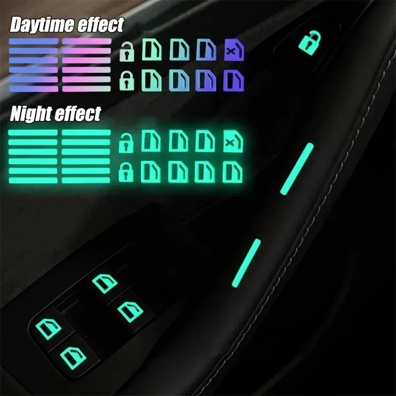 Car Luminous Button Stickers Window Lifter Switch Decals Night Glowing Interior Sticker for Toyota Camry Hyundai Kia Decals