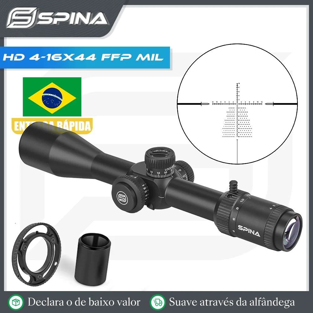 

SPINA OPTICS HD 4-16x44 FFP 1/10 MIL Tactical First Focal Plane Riflescope Glass Etched Reticle Luneta Sights AR15.308.223.556