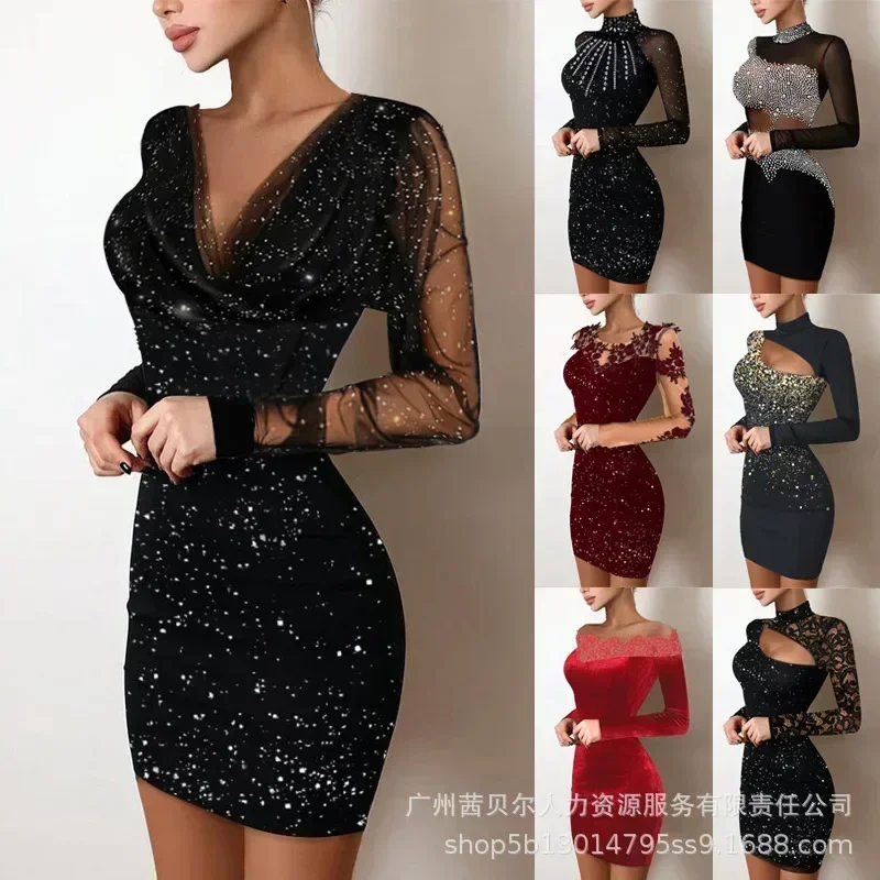 Summer Women Clothing Oblique Shoulder Layered Stitching Hem Solid Color Dress Women