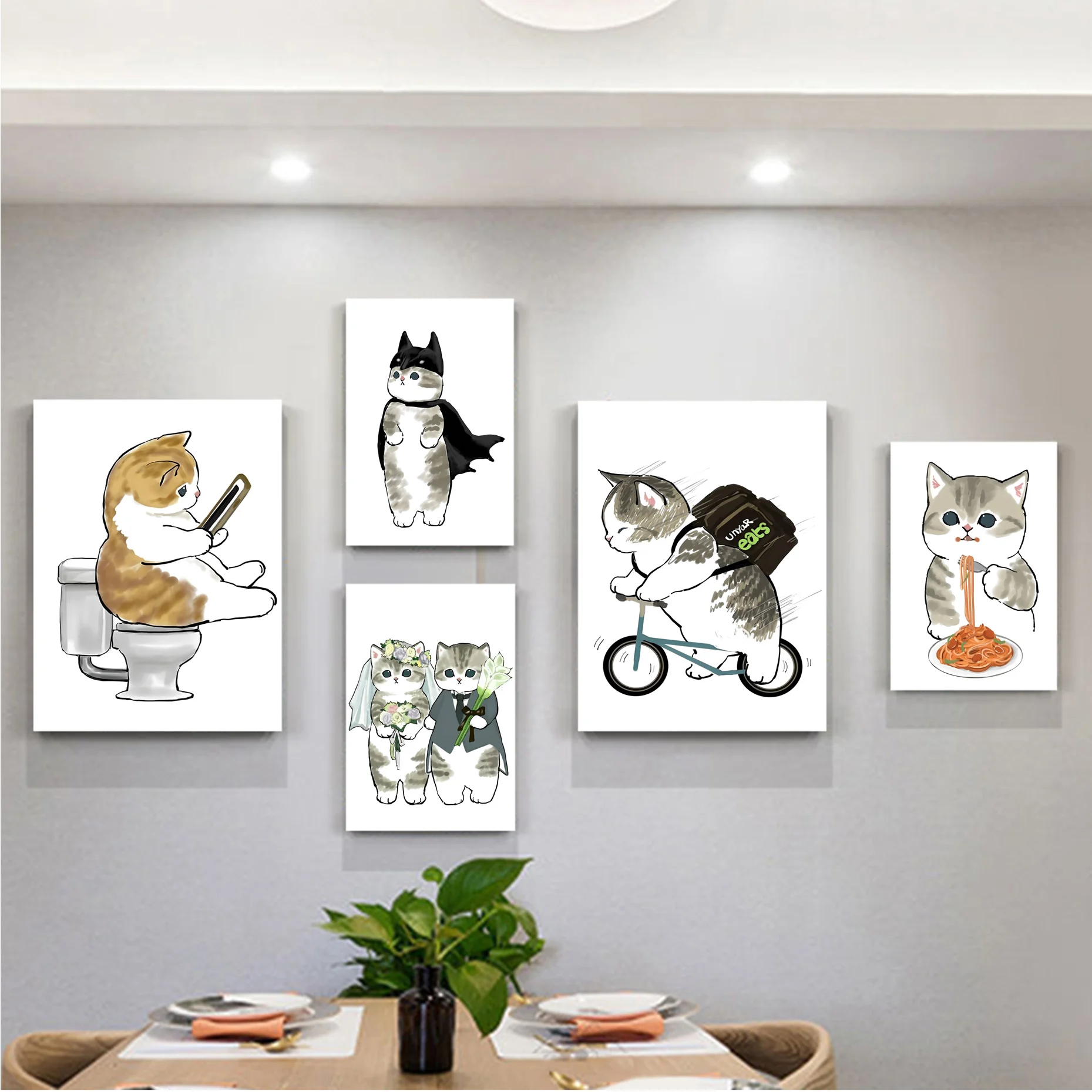 

Cat Pet Painting Poster Anime Posters Sticky Waterproof Paper Sticker Coffee House Bar Kawaii Room Decor