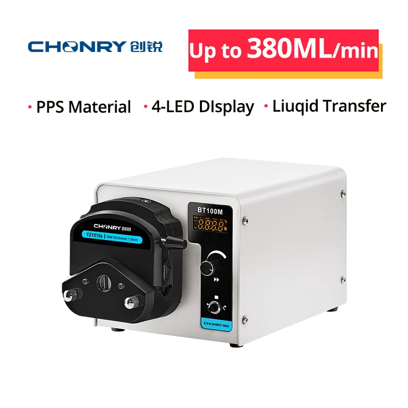 CHONRY 디지털 연동 펌프, 실험실 BT100M 용 액체 정밀 정량 펌프, 110V, 220V, 최대 유량, 380 ml/min