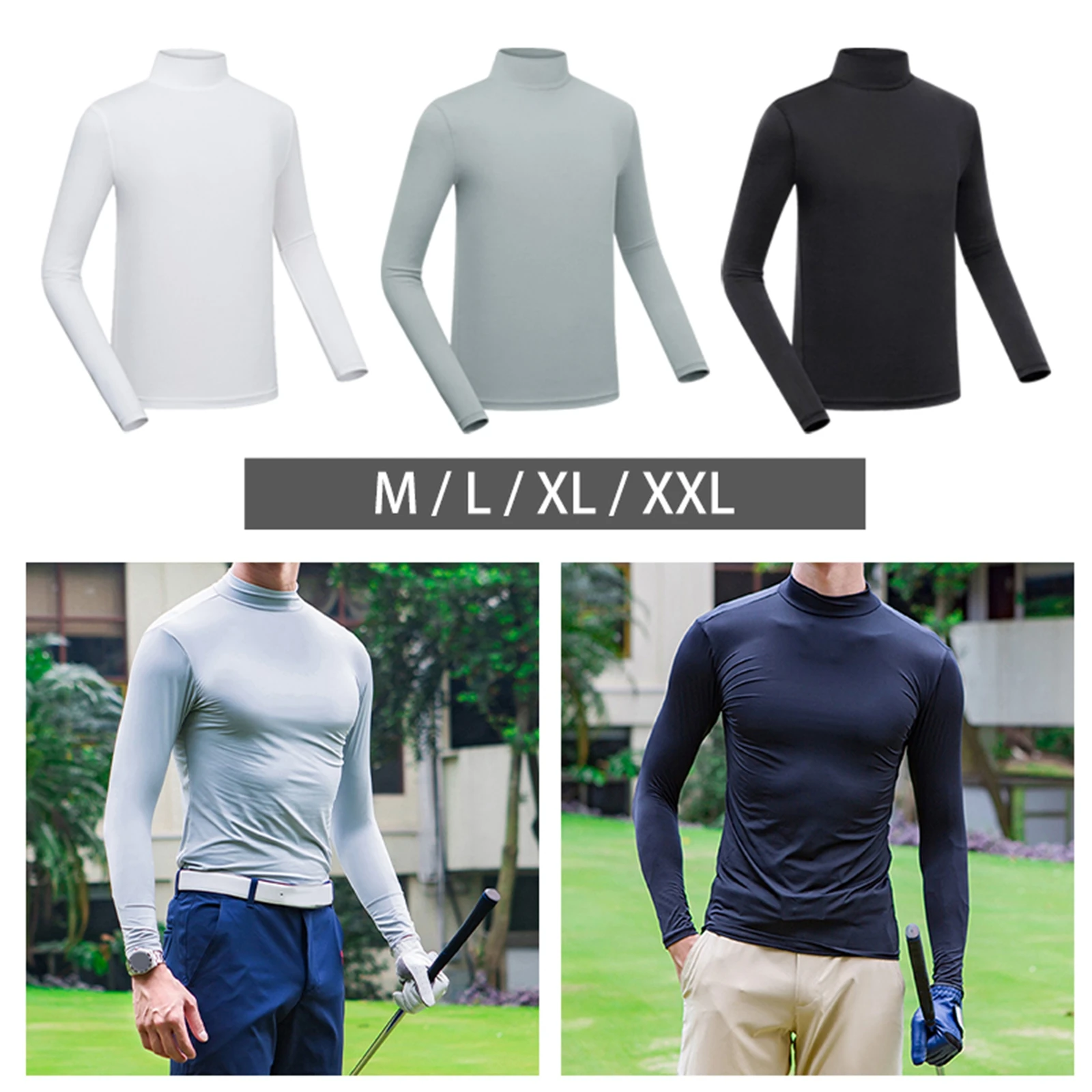 Sunscreen Tops Golf Bottoming Shirts Clothing UV Protector Long Sleeve Sportswear Golf Men Ice Silk Shirt for Golfer Summer