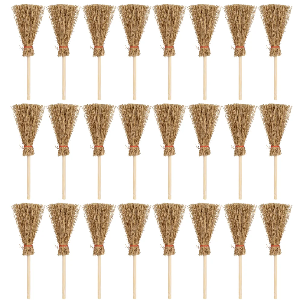 Broom Mini Witch Halloween Miniature Straw Brooms Dollhouse Decorations Witches Decor Decoration Hanging Toy Craft Prop