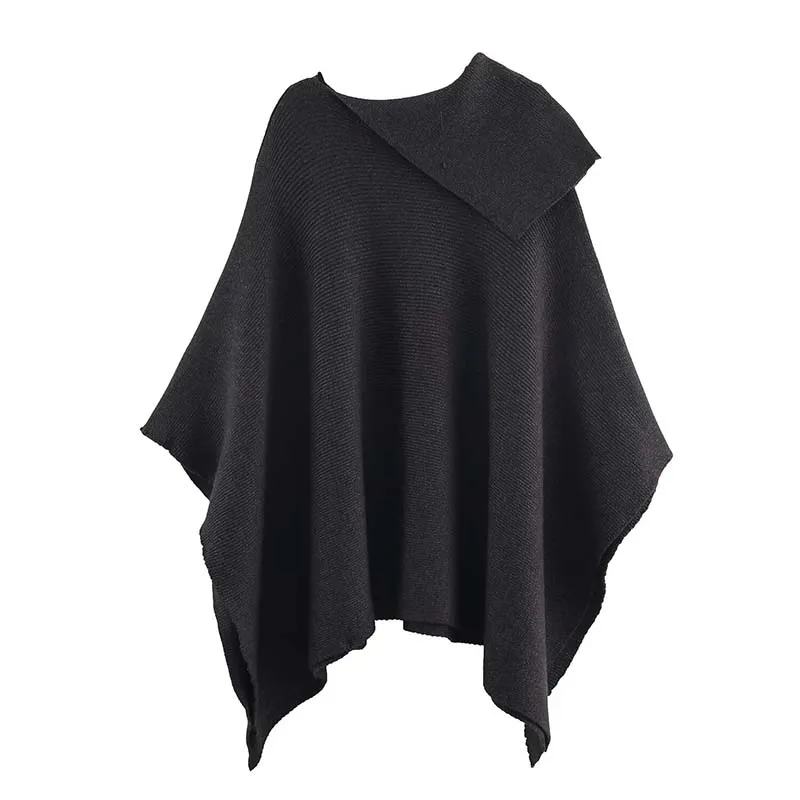 Chic Casual Knitted Cloak Jackets for Women 2025 Autumn Winter New In Cape Coat Jacket Asymmetric Streetwear Poncho Outerwear