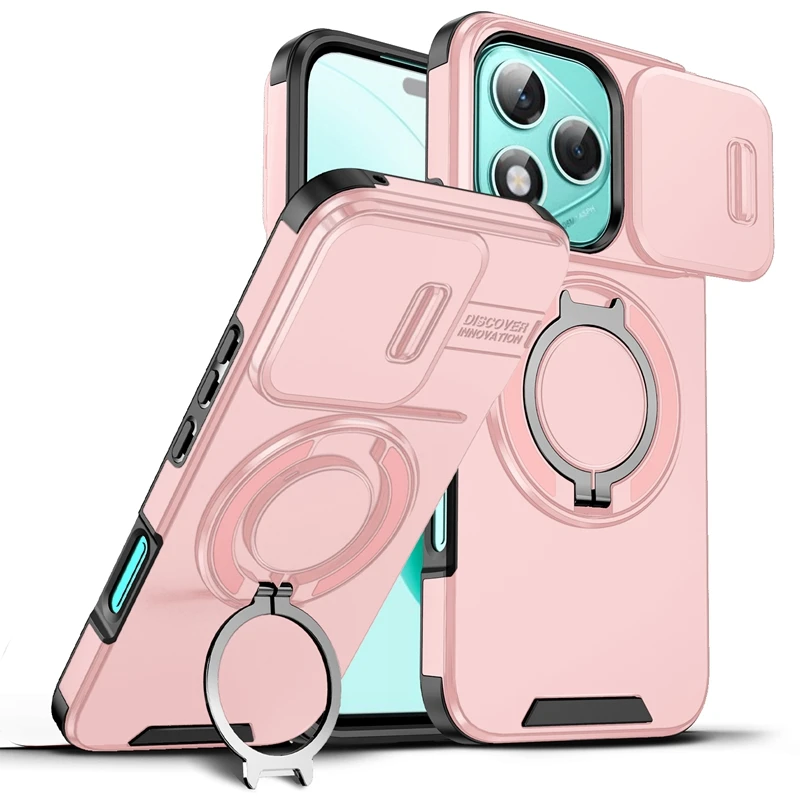 Enhanced Magnetic Ring Holder Case with Slide Camera Lens Protection